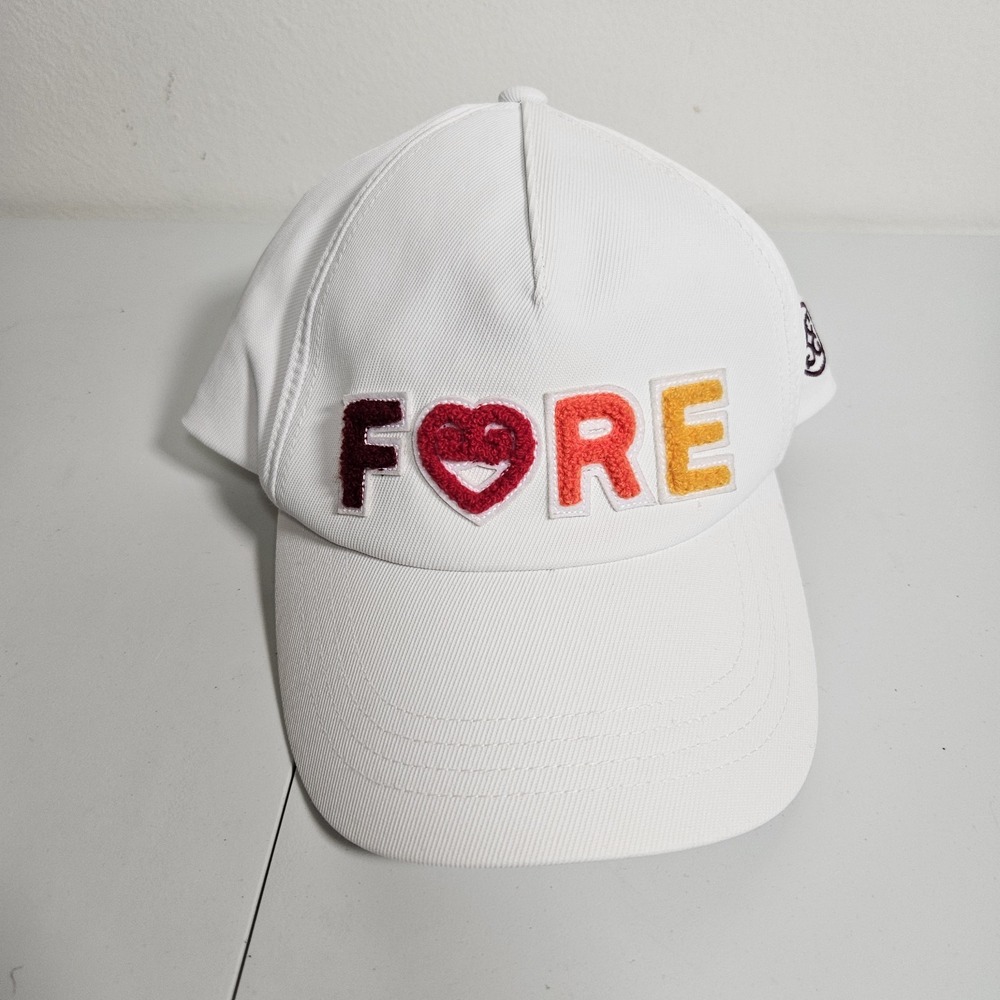G/FORE White Cap with Bold Red and Orange Accents